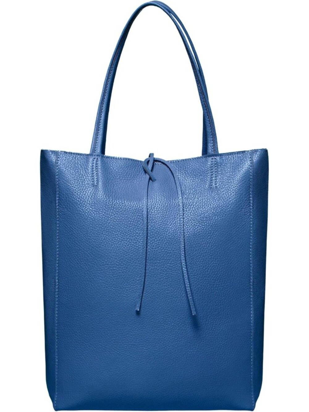 Stylish Large Blue Slouchy Tote Bag - Genuine Italian Leather Handbag for Women